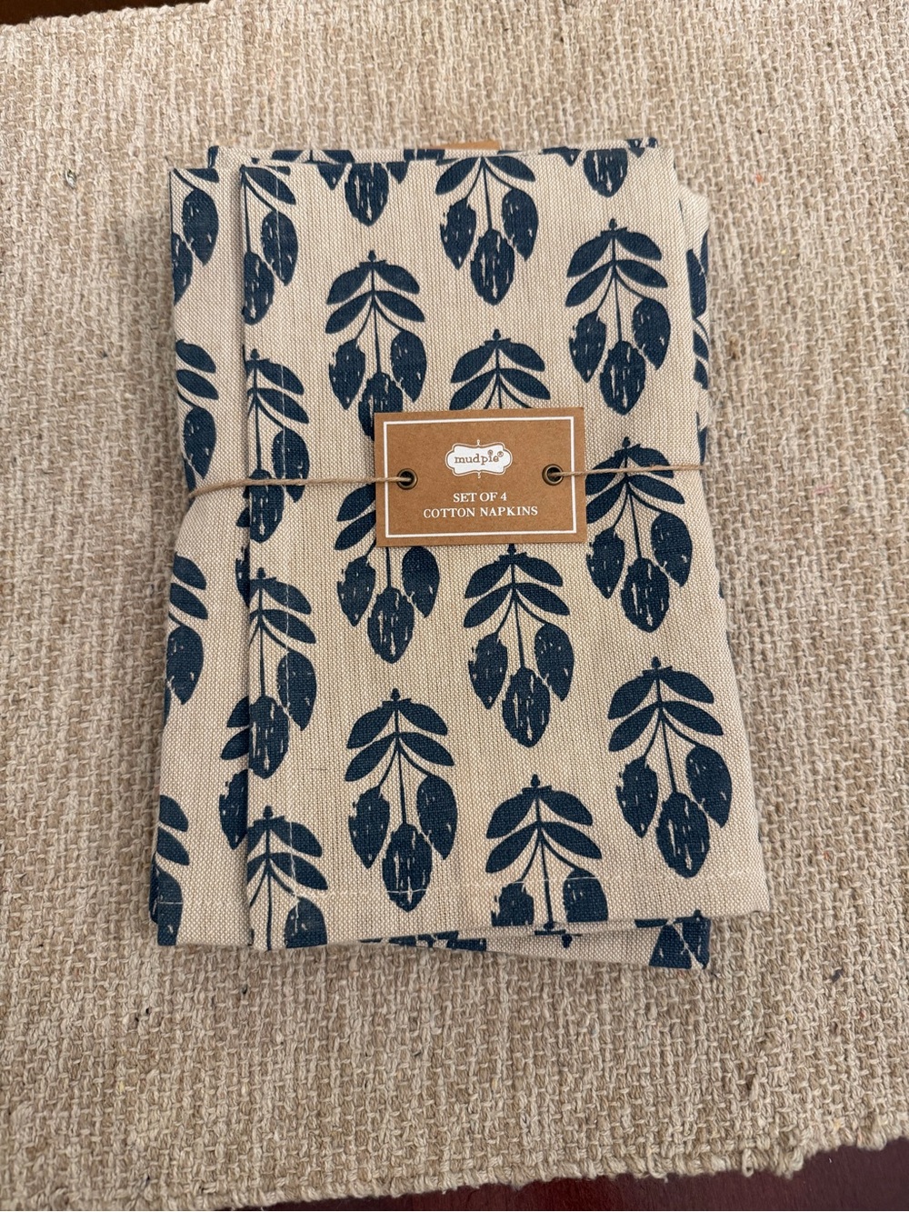 Mud Pie NWT Blue Wheat Cloth Napkin Set